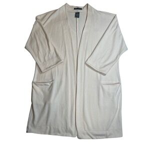Chelsea & Theodore‎ Womens Creamy Pink Open Front 3/4 Sleeve Knit Cardigan Small